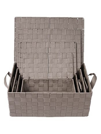 Lot de 4 Corbeilles avec sangles et couvercles en Polypropylène