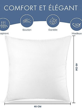 Lot de 4 Coussin Blancs, Fibres Creuses Moelleuses, pour Canapé, Lit ou Décoration