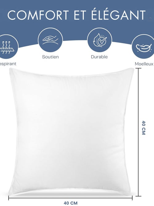 Lot de 4 Coussin Blancs, Fibres Creuses Moelleuses, pour Canapé, Lit ou Décoration - Kiabi