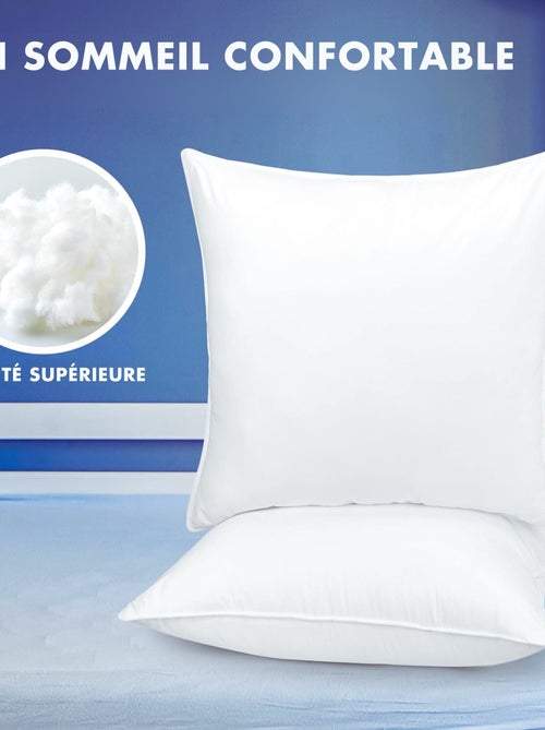 Lot de 4 Coussin Blancs, Fibres Creuses Moelleuses, pour Canapé, Lit ou Décoration - Kiabi