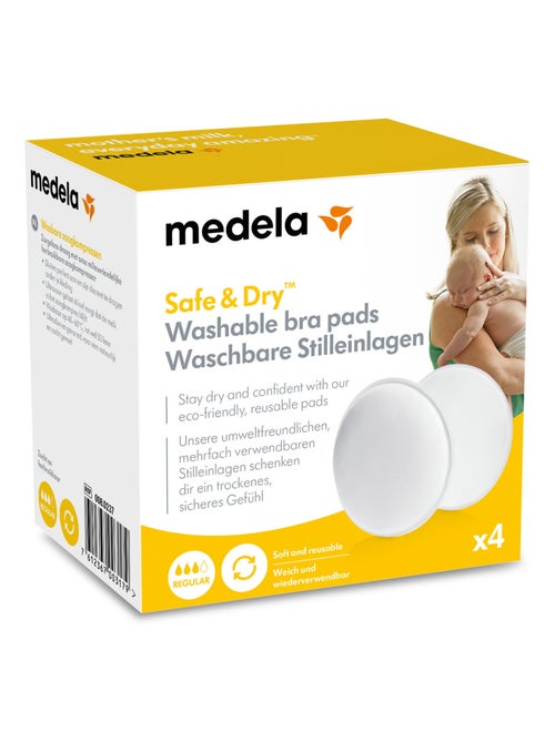 Lot de 4 coussinets d’allaitement lavables Medela Safe & Dry - Ultra doux, absorbants, invisibles - Kiabi