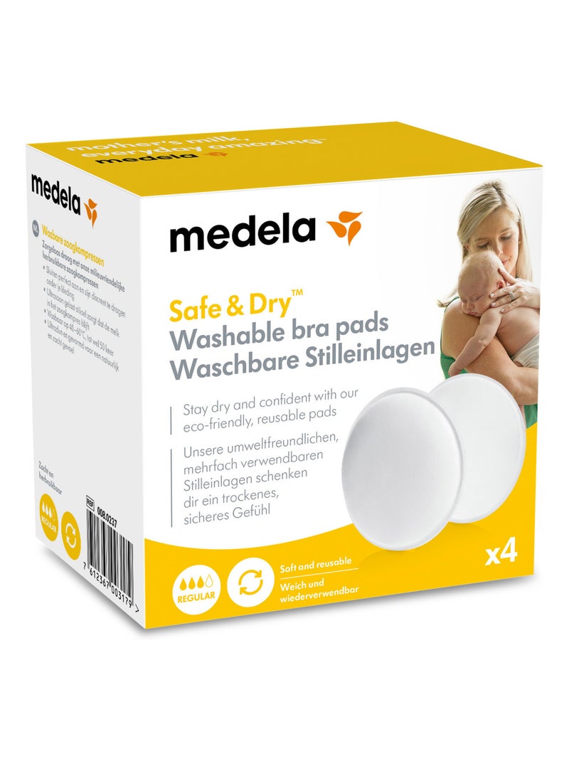 Lot de 4 coussinets d’allaitement lavables Medela Safe & Dry - Ultra doux, absorbants, invisibles Transparent - Kiabi