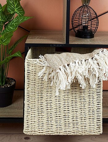 Lot de 4 Cubes de rangement tressés pliables - 30 x 30 cm - Beige