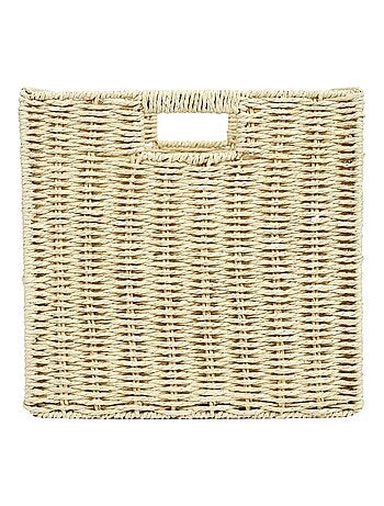 Lot de 4 Cubes de rangement tressés pliables - 30 x 30 cm - Beige