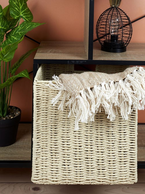 Lot de 4 Cubes de rangement tressés pliables - 30 x 30 cm - Beige - Kiabi