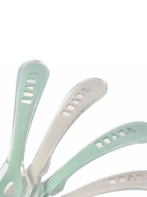 Lot de 4 cuillères 2ème âge en silicone gris et vert sauge - Kiabi