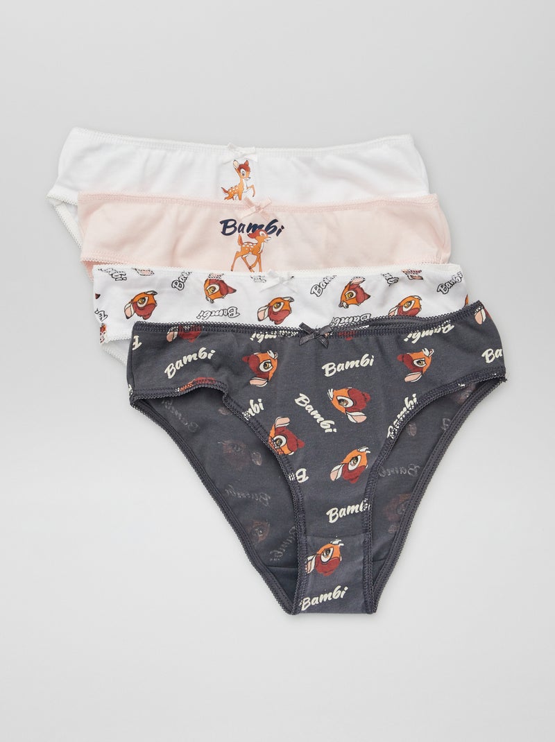 Lot de 4 culottes 'Bambi' Blanc/rose/gris - Kiabi