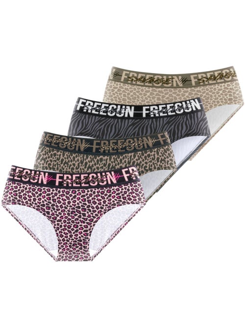 Lot de 4 culottes femme Leopard Freegun - Kiabi