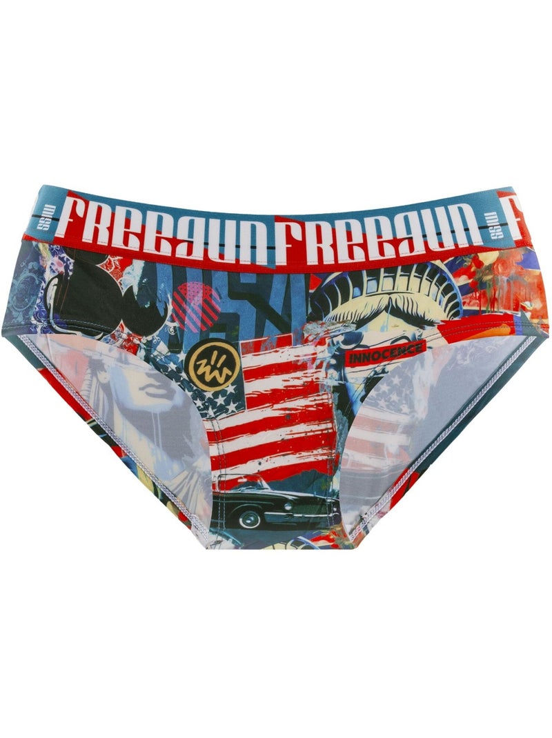 Lot de 4 culottes femme pop art freegun Turquoise - Kiabi
