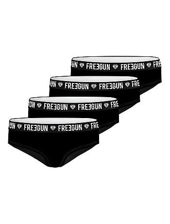Lot de 4 culottes femme Street Art Uni Freegun