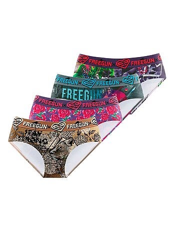 Lot de 4 culottes fille imprimé Origami Freegun