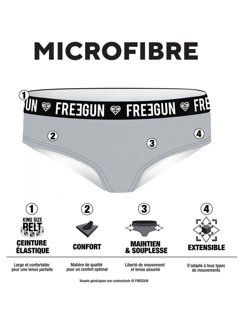 Lot de 4 culottes fille imprimé Origami Freegun Noir Rose - Kiabi