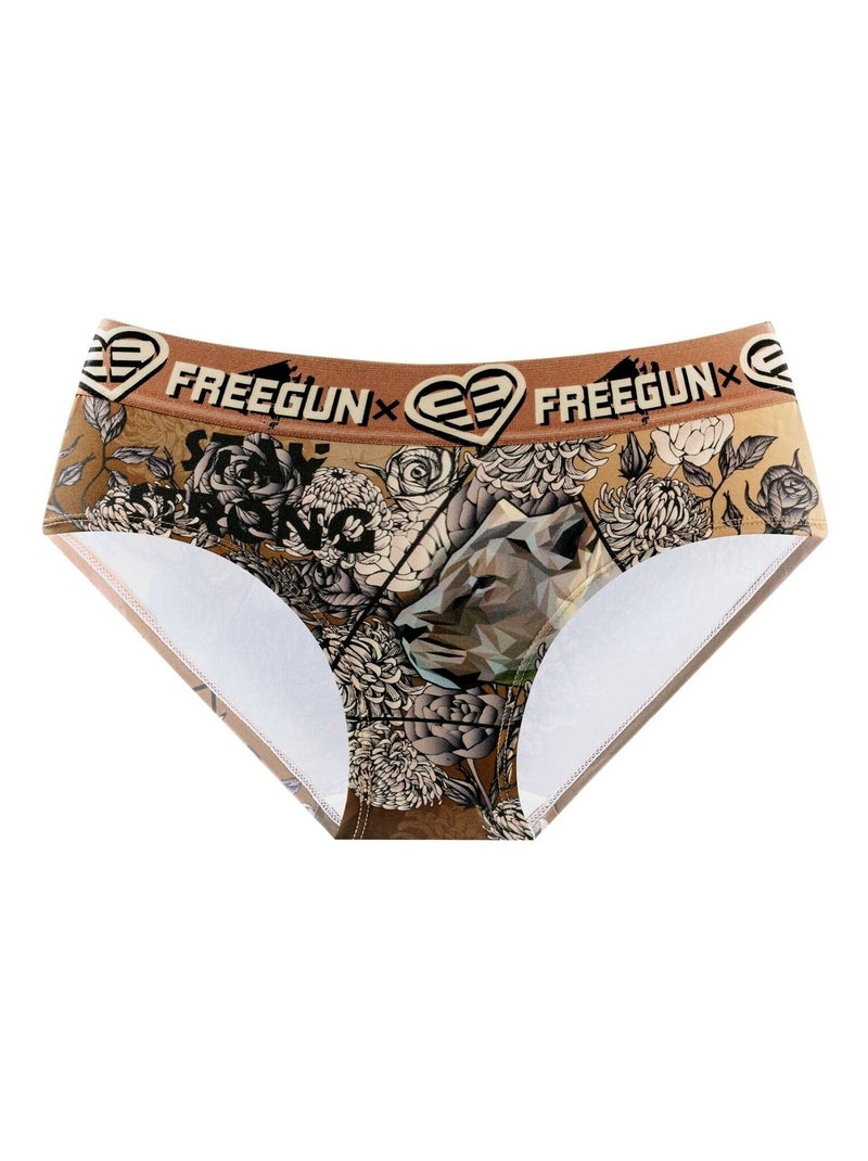 Lot de 4 culottes fille imprimé Origami Freegun Noir Rose - Kiabi