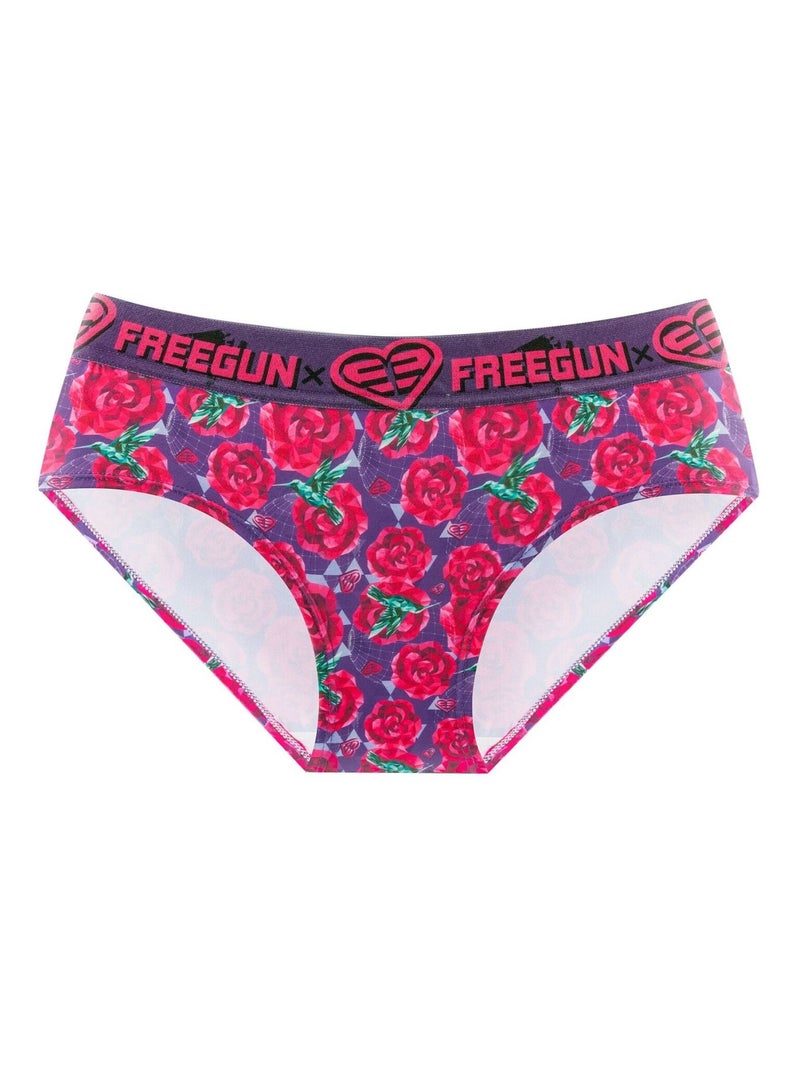 Lot de 4 culottes fille imprimé Origami Freegun Noir Rose - Kiabi