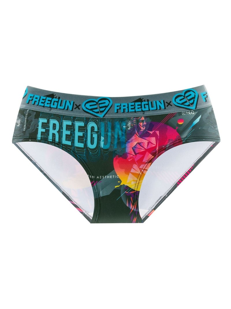 Lot de 4 culottes fille imprimé Origami Freegun Noir Rose - Kiabi