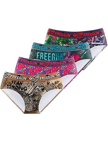 Lot de 4 culottes fille imprimé Origami Freegun