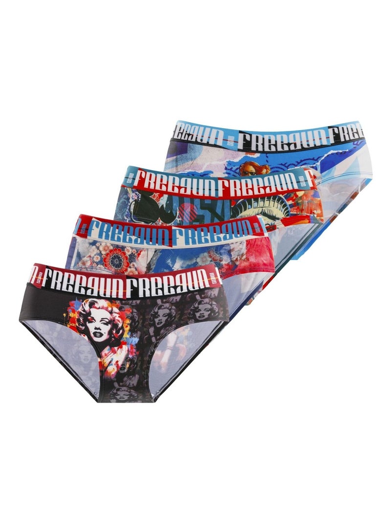Lot de culottes fille Pop Art Freegun Bleu Rouge Fille