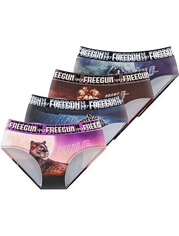 Lot de 4 culottes Fille Wild Animals Freegun
