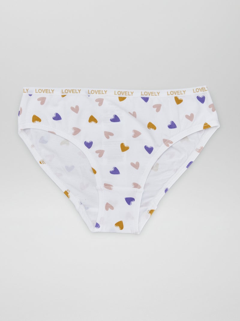 Lot de 4 culottes imprimées Blanc/bleu - Kiabi