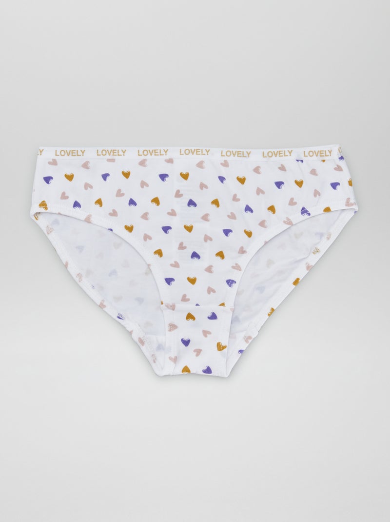 Lot de 4 culottes imprimées Blanc/bleu - Kiabi