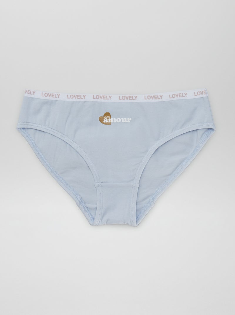 Lot de 4 culottes imprimées Blanc/bleu - Kiabi