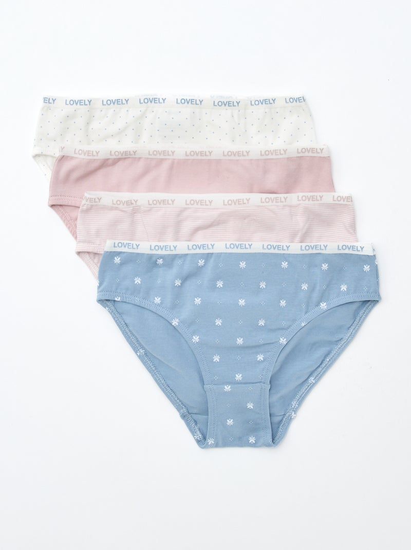 Lot de 4 culottes imprimées Bleu - Kiabi