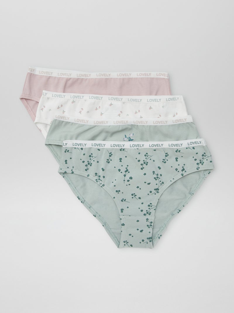 Lot de 4 culottes imprimées Vert - Kiabi