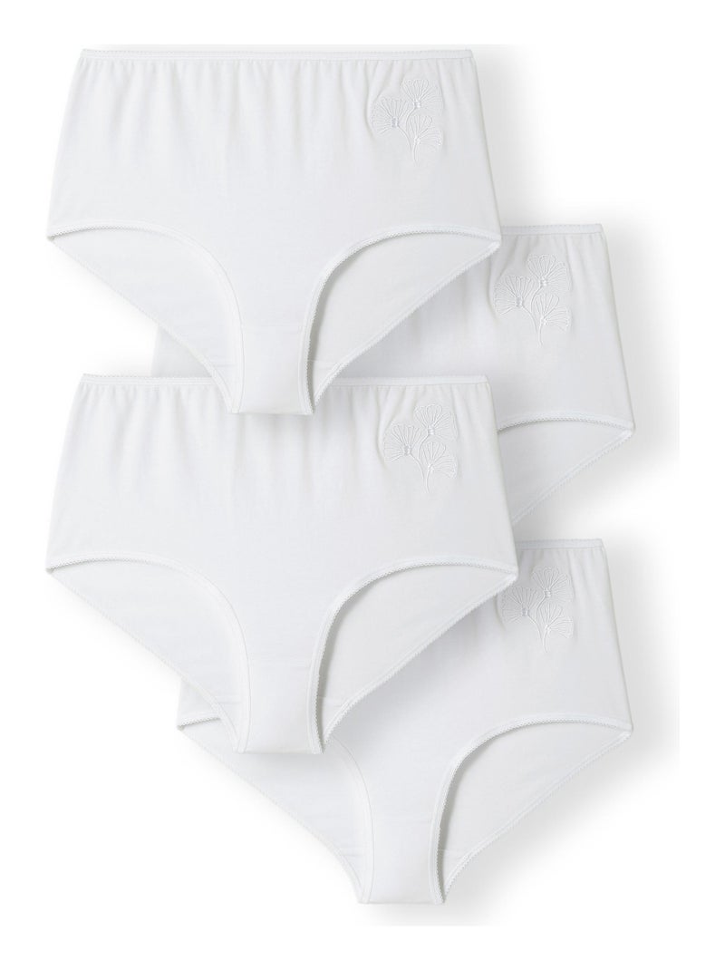 Lot de 4 culottes maxi broderie fantaisie - Damart Blanc - Kiabi