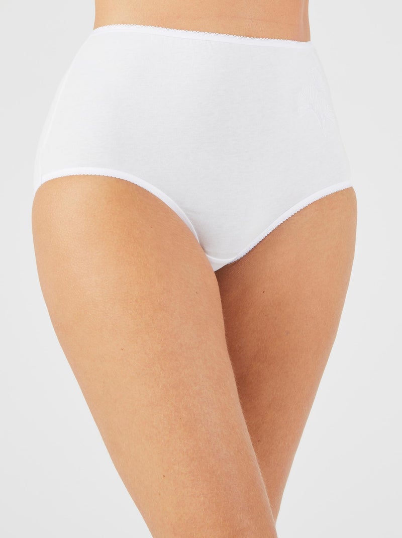 Lot de 4 culottes maxi broderie fantaisie - Damart Blanc - Kiabi