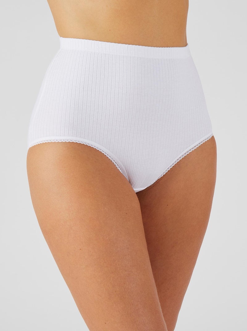 Lot de 4 culottes maxi maille côtelée - Damart Blanc - Kiabi