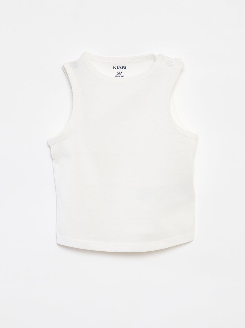 Lot de 4 débardeurs unis BLANC - Kiabi