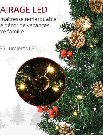 Lot de 4 décorations de Noël LED - couronne, guirlande, 2 sapins avec pots