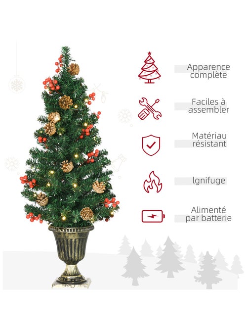 Lot de 4 décorations de Noël LED - couronne, guirlande, 2 sapins avec pots - Kiabi