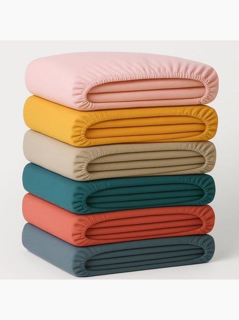 Lot de 4 draps housse - 100% coton 57 fils - l22g - couleur aléatoire Multicolore - Kiabi