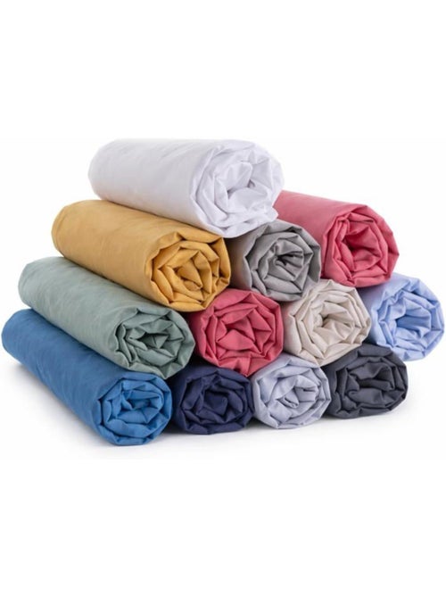Lot de 4 draps housse - 100% coton 57 fils - l22g - couleur aléatoire - Kiabi Lot de 4 draps housse - 100% coton 57 fils - l22g - couleur aléatoire - Kiabi
