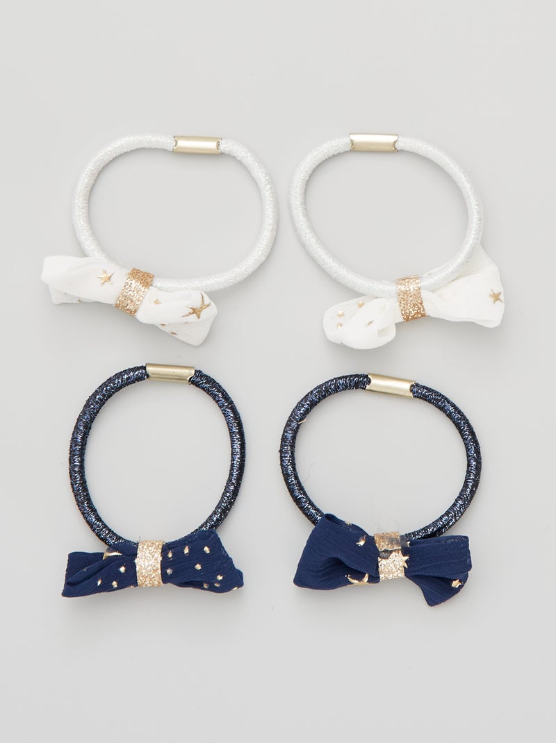 Lot de 4 élastiques à nœuds pour cheveux bleu/blanc - Kiabi