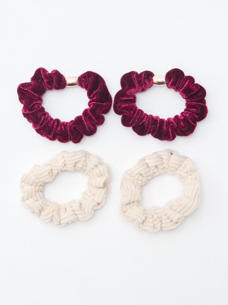 Lot de 4 élastiques velours Violet - Kiabi