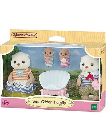 Lot de 4 figurines - Famille Loutre de mer avec poussette - SYLVANIAN FAMILIES