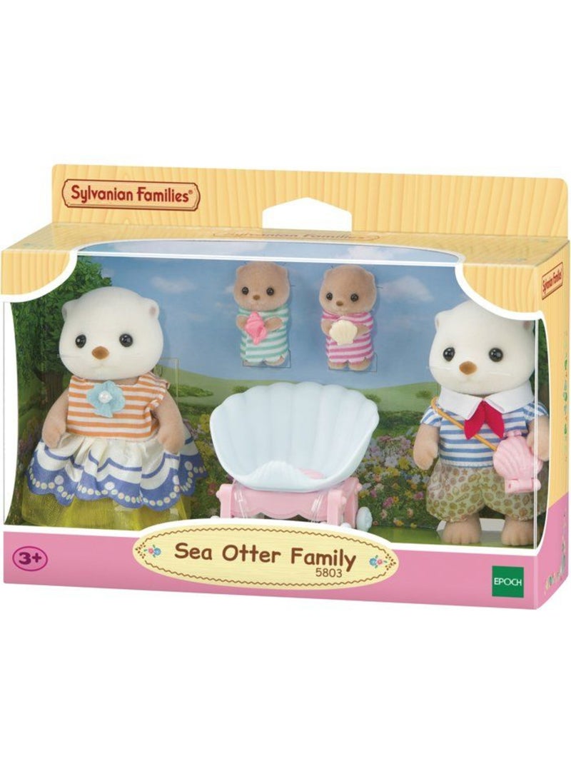 Lot de 4 figurines - Famille Loutre de mer avec poussette - SYLVANIAN FAMILIES Beige - Kiabi