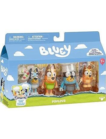 Lot de 4 figurines - La famille en cuisine avec pavlova - BLUEY