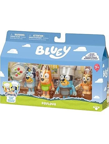 Lot de 4 figurines - La famille en cuisine avec pavlova - BLUEY