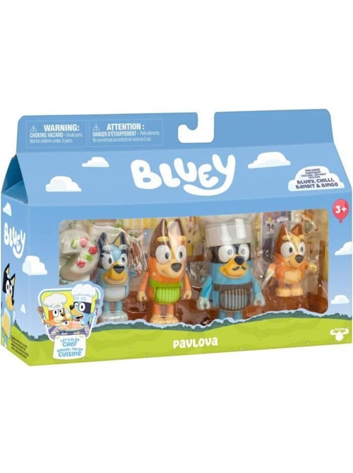 Lot de 4 figurines - La famille en cuisine avec pavlova - BLUEY - Kiabi Lot de 4 figurines - La famille en cuisine avec pavlova - BLUEY - Kiabi