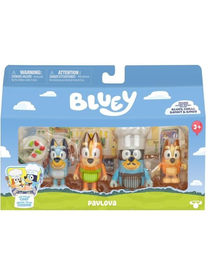 Lot de 4 figurines - La famille en cuisine avec pavlova - BLUEY Bleu - Kiabi