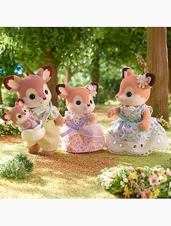 Lot de 4 figurines famille Biche + porte-bébé - SYLVANIAN FAMILIES