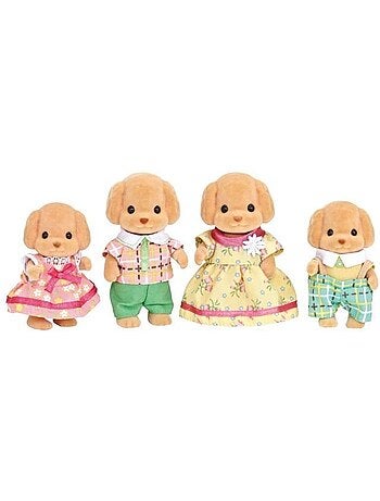 Lot de 4 figurines miniatures Famille Caniche articulées - SYLVANIAN FAMILIES