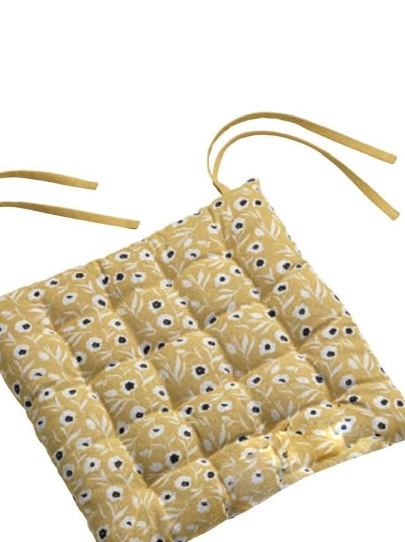 Lot de 4 galettes de chaise 16 points 38x38 Aona coton Jaune - Kiabi