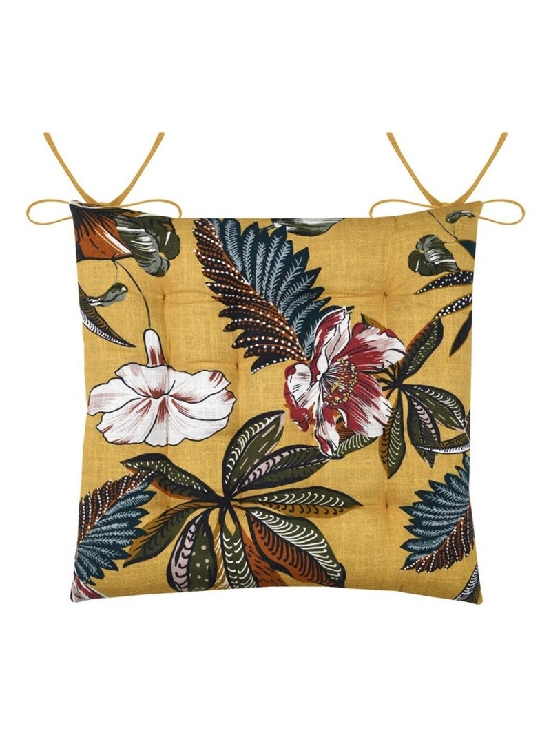 Lot de 4 galettes de chaise 16 points 38x38 Curiosity coton Jaune - Kiabi