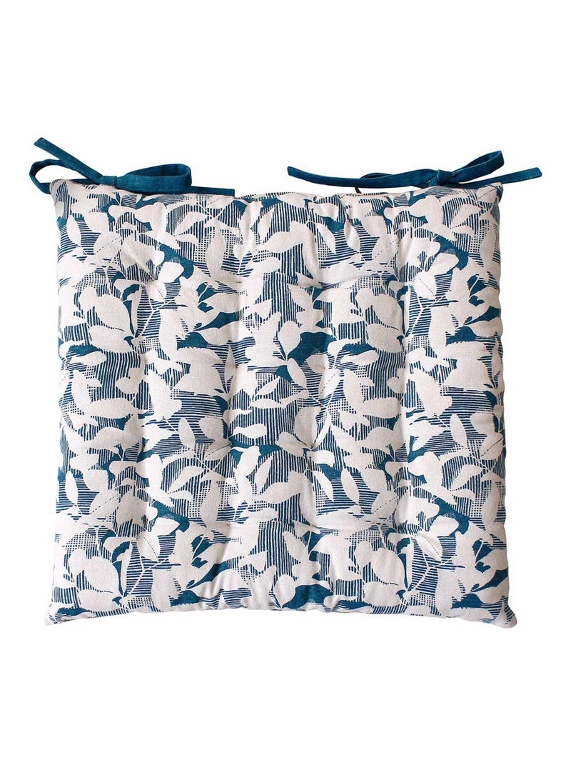 Lot de 4 galettes de chaise 16 points 38x38 Gaia canard coton Bleu - Kiabi