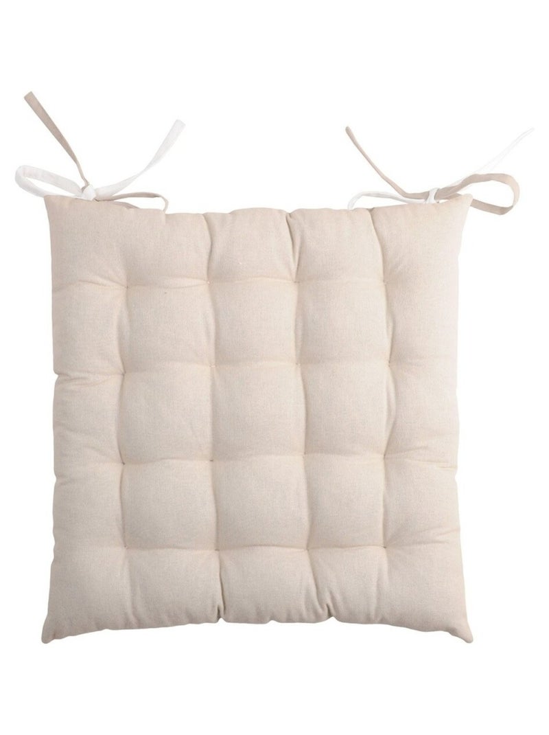 Lot de 4 galettes de chaise 16 points 40x40 Duo écru lin coton Blanc - Kiabi