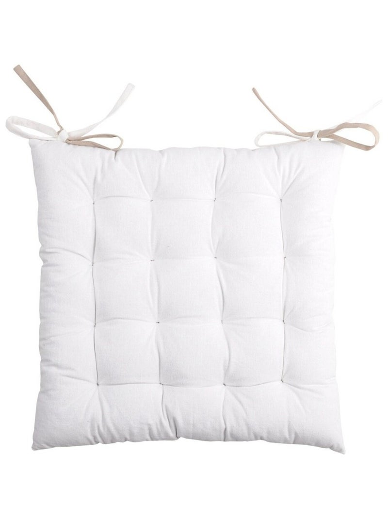Lot de 4 galettes de chaise 16 points 40x40 Duo écru lin coton Blanc - Kiabi